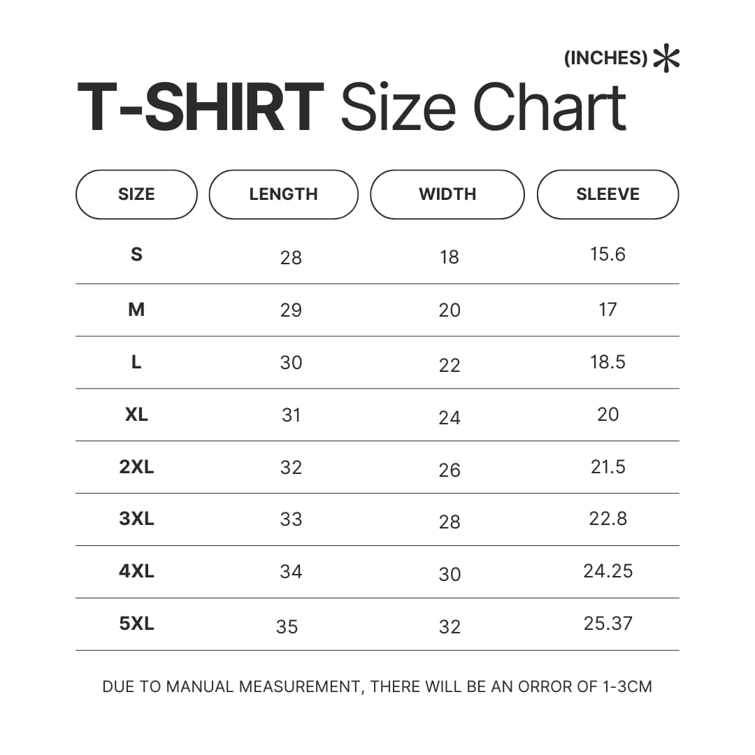 T shirt Size Chart - Jacksepticeye Merch