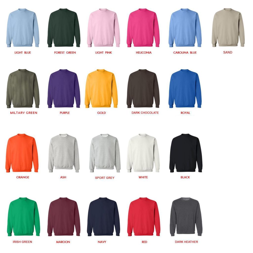 sweatshirt color chart - Aaliyah Shop